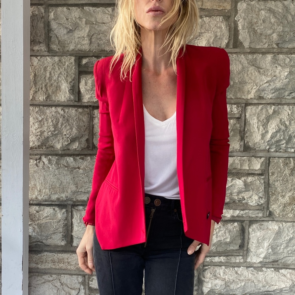 Rebecca Minkoff Red Silk Blazer
